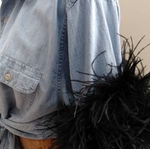 Black ostrich feather detachable cuffs